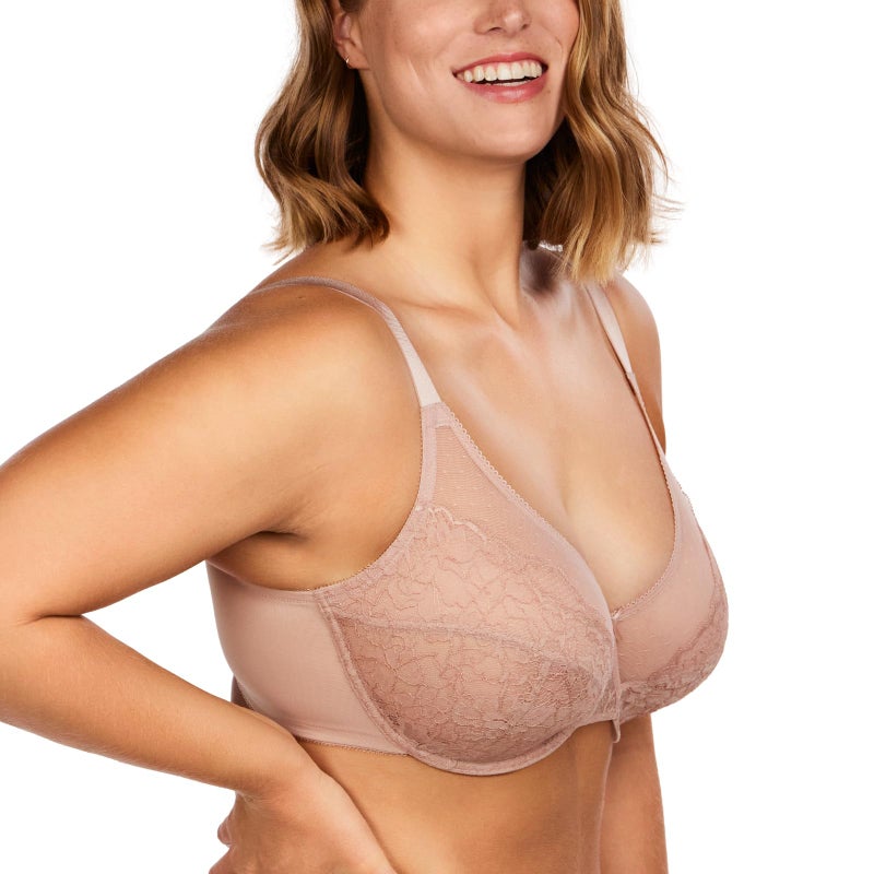 HSIA Minimizer Bras for Women Enchante Full Coverage Underwire Bras Plus Size Lifting Floral Lace Bra for Heavy Breast Dark Pink - Image 2